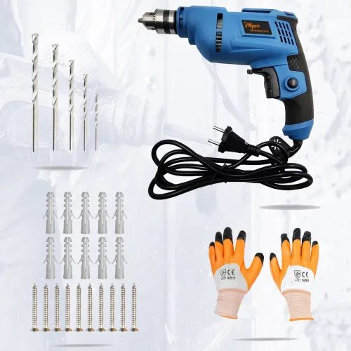 Image of Hillgrove HGCM65M3 500W Power Drill Machine with Gloves 10Pcs Screws