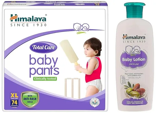 Image of Himalaya Total Care Baby Pants Diapers (12-17 kg) 74 Count Himalaya Baby Lotion (200ml)
