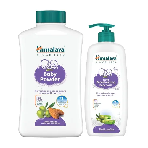 Image of Himalaya Baby Powder (700g) + Extra Moisturizing Baby Wash (400ml)