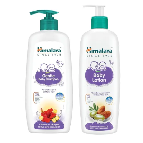 Image of Himalaya Baby Shampoo (400ml) + Baby Lotion (400ml) - Combo Set