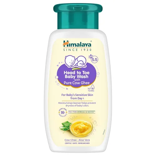 Image of Himalaya Head To Toe Baby Wash With Pure Cow Ghee 200Ml |Ph5.5 |Aloe Vera |Soap Free |Safe For Newborn |For Baby's Sensi