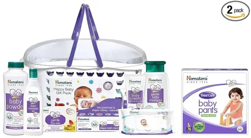 Image of Himalaya Baby Diapers (L, 76 Count) + Gift Pack Basket