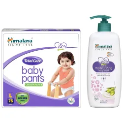 Himalaya Baby Pants Diapers Large 76 Count with Baby Wash 400ml Combo