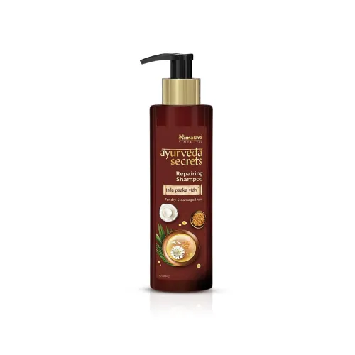 Image of Himalaya Ayurveda Secrets Damage Repair Shampoo for Dry & Frizzy Hair| 10× Damage Repair with Bhringa, Coconut | Paraben