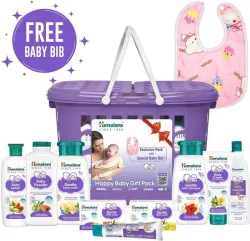 HIMALAYA Happy Baby Gift Pack with Baby Bib (9 in 1) (Purple)