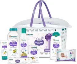 HIMALAYA HAPPY BABY GIFT BASKET (7 IN 1) (White)