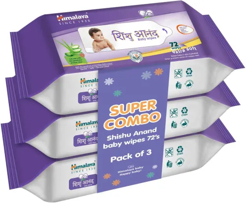 Image of HIMALAYA Shishu Anand Baby Wipes (72 Count, Pack of 3) (3 Wipes)