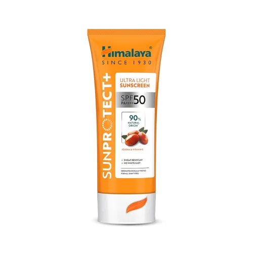Image of Himalaya Sun Protect+ Ultra Light Sunscreen | 90% Natural Origin Ingredients | In vivo tested SPF 50 PA++++ | Dermatolog