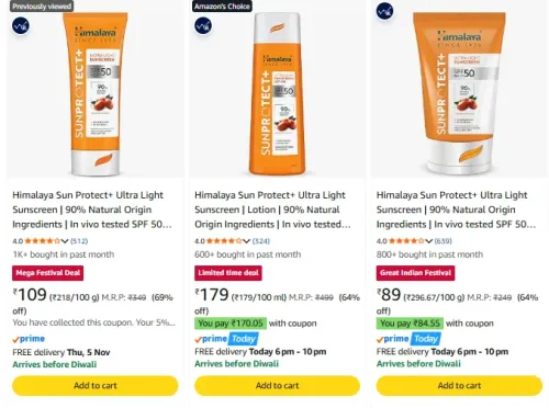 Image of Himalaya Sunscreen at minimum 64% Discount