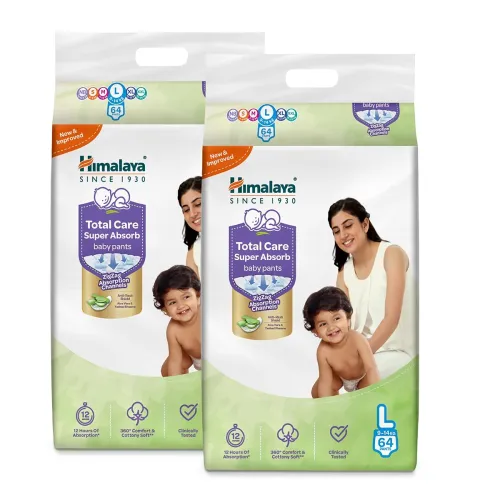 Image of Himalaya Total Care Super Absorb Baby Pants Diaper | Size L (Large) 128 Count