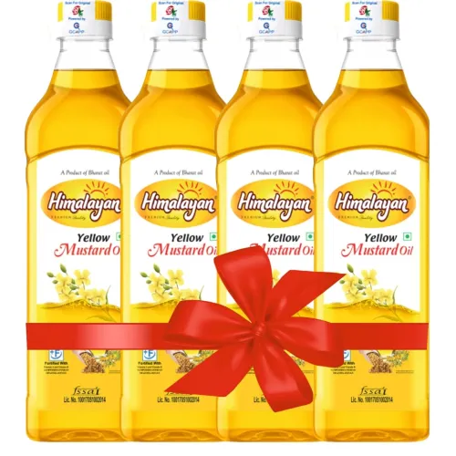 Image of Himalayan Yellow Mustard Oil Fortified with Vitamin A & D (1L, Pack of 4)