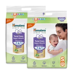 Himalaya Total Care Super Absorb Baby Pants Diaper | Size S (Small) 168 Count | Pack of 2 | 4-8 kg | Breathable & Rapid Zig Zag Absorption | Keeps Skin Calm & Rash Free