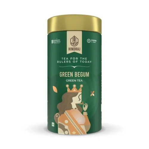 Image of Hindraj Green Begum Classic Green Tea 18 Pyramid tea Bags Detox, Weight Loss, Immunity Support 100% Organic Leaves Antio