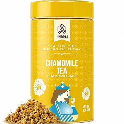 Image of Hindraj Chamomile Rani Herbal Green Tea 100 g Loose Leaves Organic, Refreshing Ice Tea, 100% Natural Ingredients, No Add