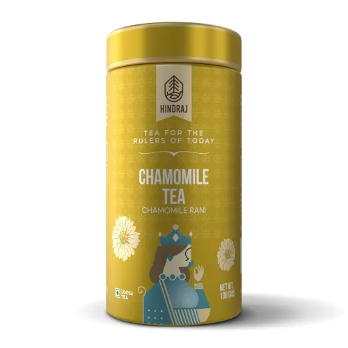 Image of Hindraj Chamomile Rani Herbal Green Tea 100 g Loose Leaves Organic, Refreshing Ice Tea, 100% Natural Ingredients, No Add