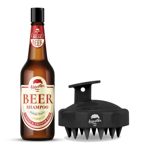 Image of Hipster Beer Shampoo Damage Repair 250ml | Made In India (Shampoo + Scalp Massager)