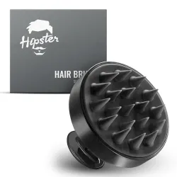 Hipster Round Hair Brush & Manual Scalp Massager - Shampoo Hair Brush with Super Soft Bristles for Exfoliating & Anti-Dandruff (Black)