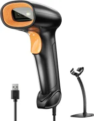 HIROBOT HS-22 Wired 2D/1D Barcode Scanner with Stand-Orange Imaging 2D Camera Barcode Scanner (Handheld)