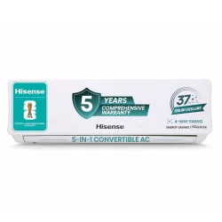Hisense 1.5 Ton 5 star Inverter Split AC (Copper, 5-in-1 Convertible with Intelligent 4 modes, PM 2.5 filter, Anti corro