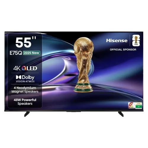 Image of Hisense 139 cm (55 inches) E75Q Series 4K Ultra HD Smart 48W Speakers QLED TV 55E75Q (Black)