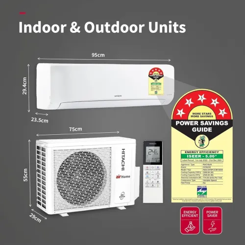 Image of Hitachi 1.5 Ton Class 5 Star Xpandable+ Inverter Split AC (100% Copper, Smart Display, 4-Way Swing, ice Clean