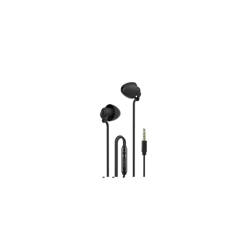 Image of Hitage in-Ear Extra Bass Sleep Earphone Dual Driver Music, Mic & Volume Control Button for All Smartphones HB-726 (Black