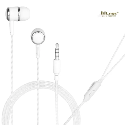 Image of Hitage Earphones HPB-315 HD Sound Deep Extra Bass Wired Earphone with Mic (White, White) (HEADPHHPB315WE)