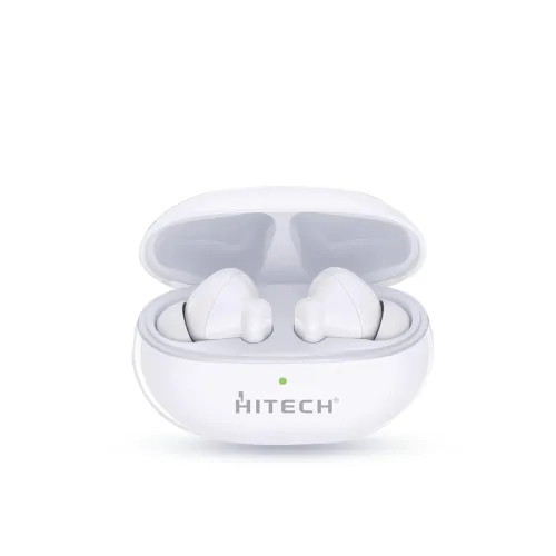Image of HITECH Hype TWS Earbuds, White, True Wireless with 45 Hours Playtime, Type-C Fast Charging, HD Stereo Sound, Touch Contr