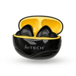 HITECH Stellar True Wireless Stereo Earbuds, Bluetooth 5.4V, 4-5 Hours Music Play Time, Type-C Charging Case, Black & Ye