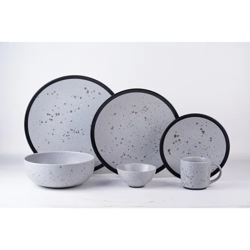 Image of Hitkari Porcelain Raw Grey Dinner Set of 21 pcs