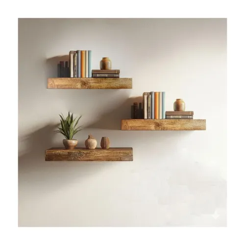 Image of HIURYD Solid Wood Floating Wall Shelves, set of 3