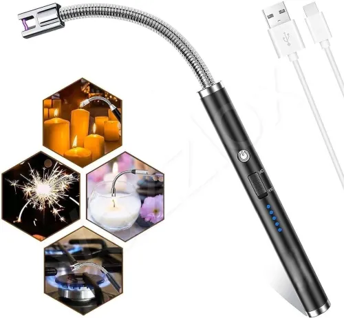 Image of Hiwaga Electric Lighter for Candles Rechargeable Electric Gas Lighter for Home Flameless Windproof USB Lighter 360° Flex