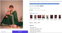 HNC Green Chiffon Lycra Saree