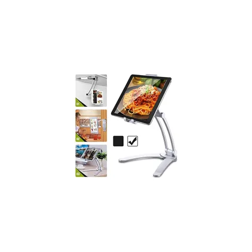 Image of HOLD UP 3-in-1 Elegant 360 Universal Compatible Tablet & Phone Holder Metal Stand with Wall Mount, Desktop Stand & Under