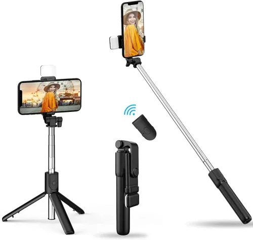 Image of Hold up Tripod with LED Fill Light, Phone Bluetooth Selfie Stick