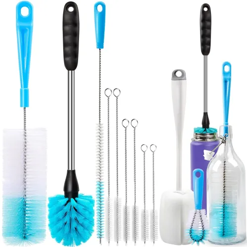 Image of Holikme Bottle Brush Cleaning Set 5Pack，Long Handle Glass Bottle Cleaner for Washing Narrow Neck Beer Bottles, Wine Deca