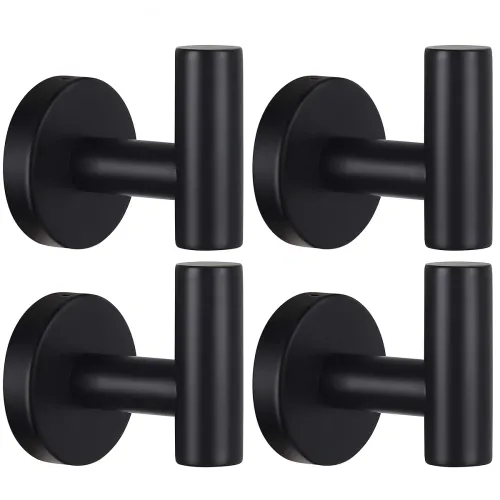 Image of Homagic Stainless Steel Towel & Robe Hooks (4 Pack, Matte Black)