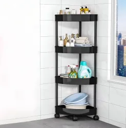 HOMANTA Multi-Purpose Cornar Storage Organizer 4-Tier Rack with Wheel Bathroom