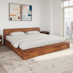 @Home by Nilkamal Amelia Solid Wood WIthouit Storage King Bed (Espresso)