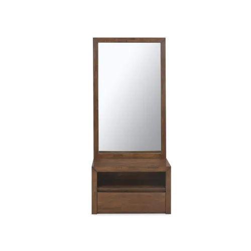 Image of @Home by Nilkamal Lincoln Dresser with Mirror & Drawer Storage (Walnut)