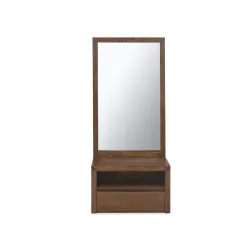 @Home by Nilkamal Lincoln Dresser with Mirror & Drawer Storage (Walnut)