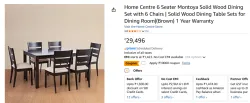 Home Centre 6 Seater Montoya Solid Wood Dining Set with 6 Chairs