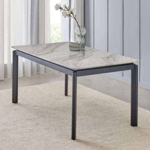 Image of Home Centre Bruce Faux Marble Top 6-Seater Dining Table 