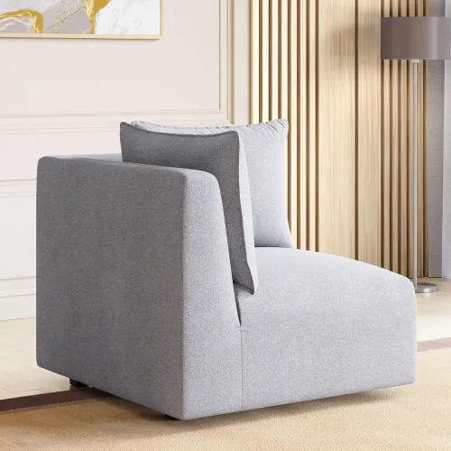 Image of Home Centre Chrono Solid Wood Fabric 1-Seater Wedge Sofa – Grey