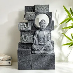 Home Centre Corsica Alpine Polyresin Buddha Fountain - 26x18x44cm