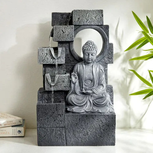 Image of Home Centre Corsica Alpine Polyresin Buddha Fountain - 26x18x44cm