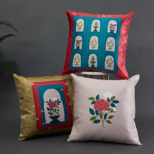Image of Home Centre Corsica Bela Printed Cushion Cover - 40x40cm - Set of 3