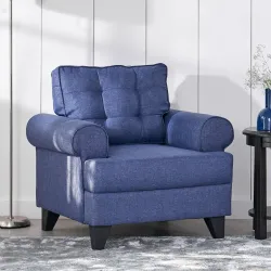 Home Centre | Helios California Fabric 1-Seater Sofa | Sofa for Living Room | Solid Wood | Blue | 1 Year Warranty