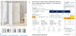 Home Centre Helios Alton 2-Door Sliding Wardrobe White