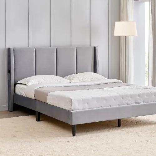 Image of Home Centre Helios Bravo Aden Upholstered King Size Bed Without Storage 